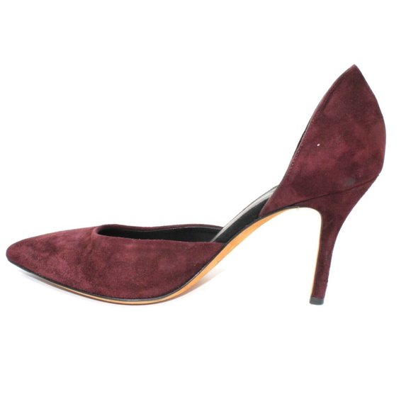 Vince Womens Sz 9.5M Celeste Dorsay Burgundy Red Brown Suede Pointed Toe Heels - Picture 6 of 10
